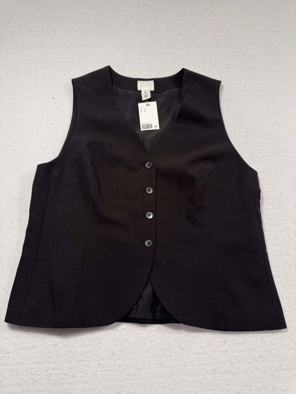 H&M Black Button-Up Tailored Vest Waistcoat Size L NWT